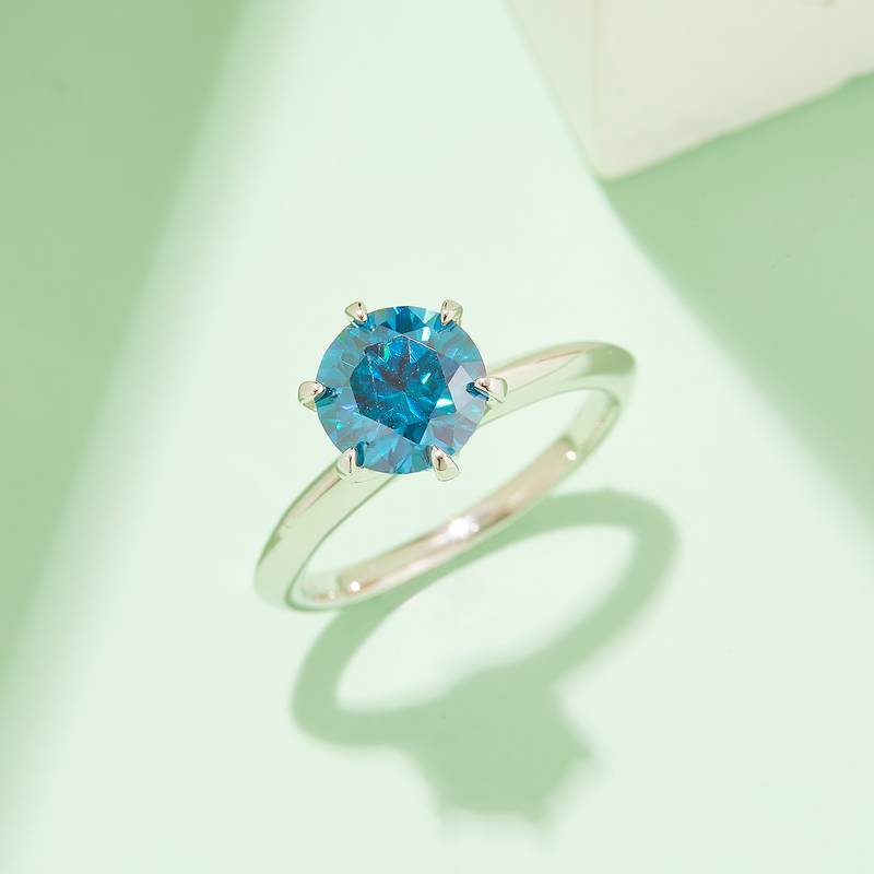 光臂T家六爪S925银镀白金MoissaniteWomen's Ring2.0ctD级